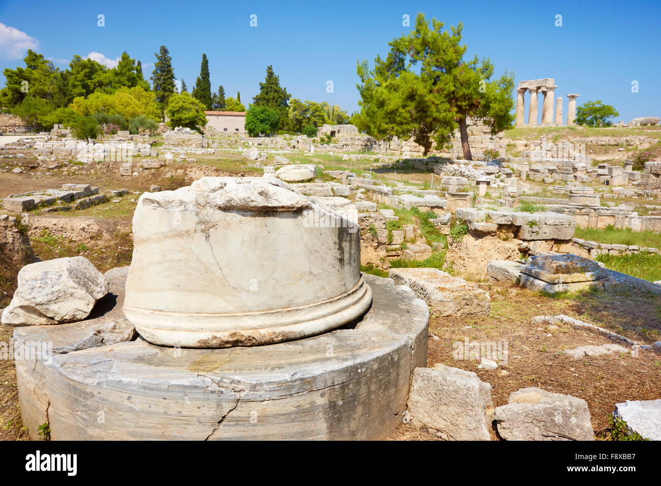 Le rovine della città antica di Corinto, Grecia Foto Stock