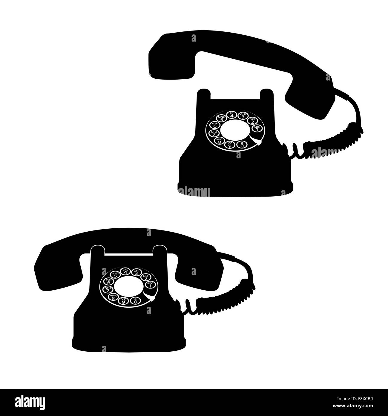 Icone telefono contro white Foto Stock