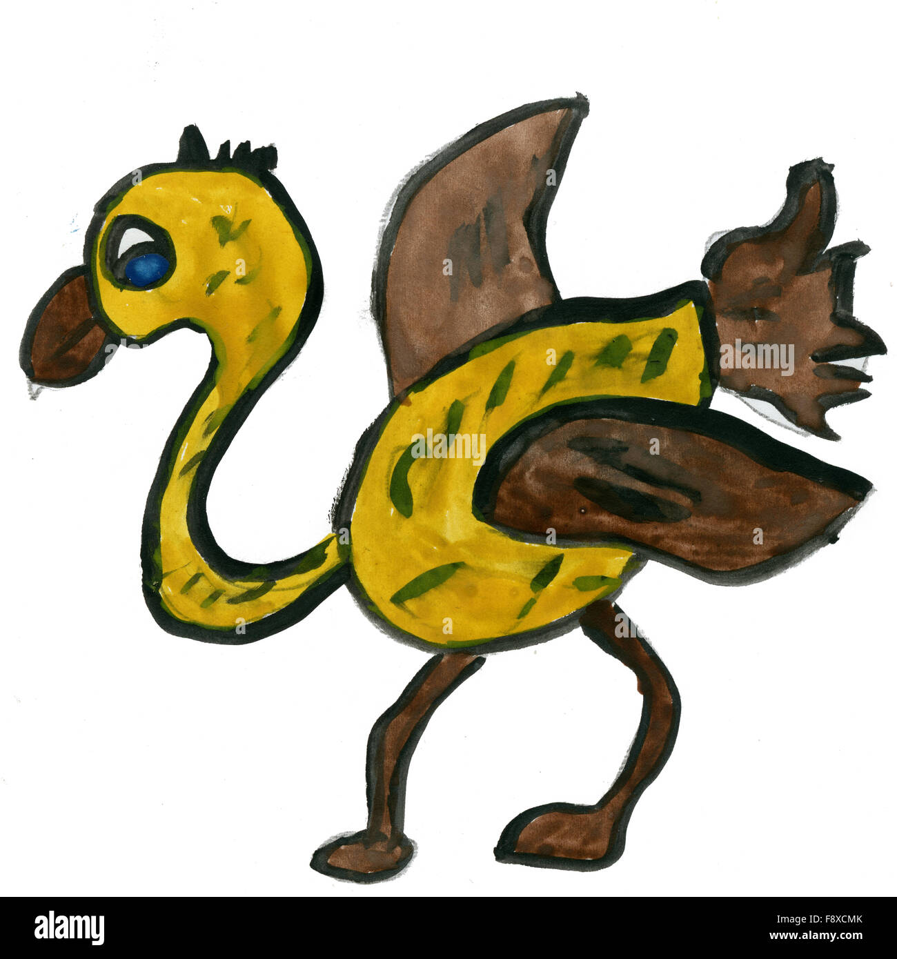 Ostrich isolato su uno sfondo bianco Foto Stock