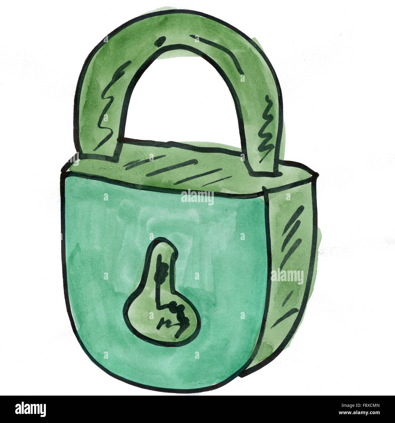 Lucchetto isolati su sfondo bianco Foto Stock