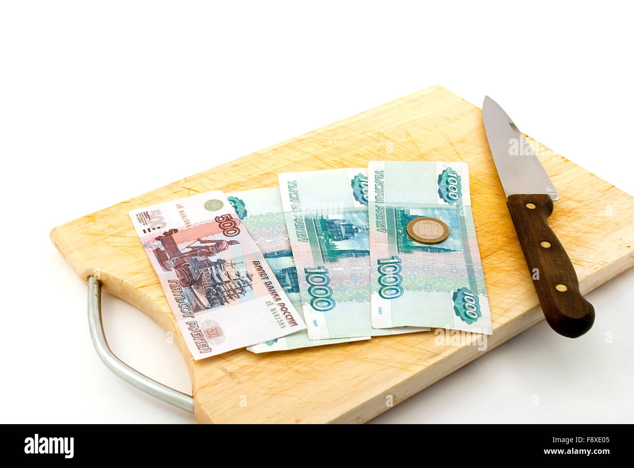 Il denaro, coltello per una scheda per il sono affilati Foto Stock