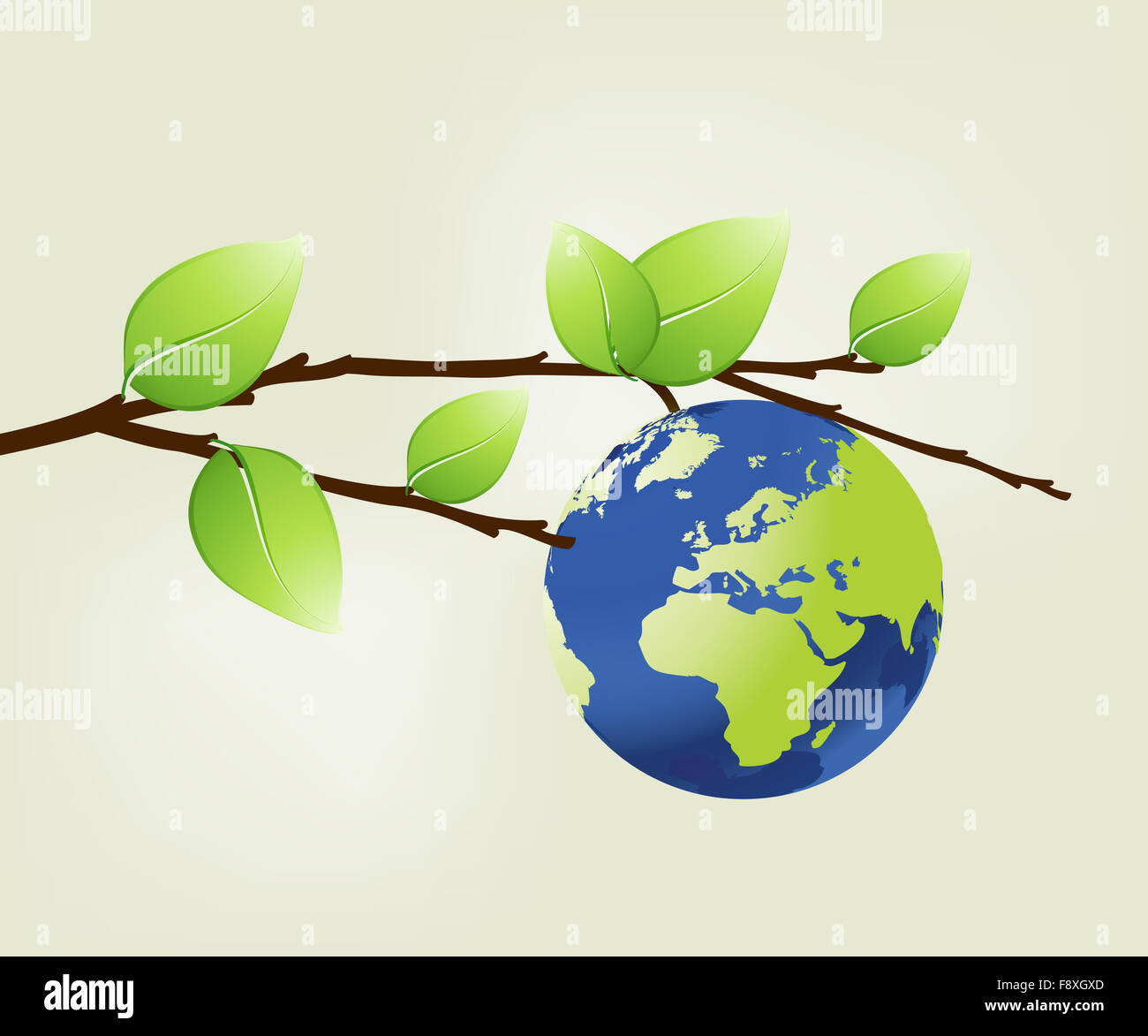 Pianeta Terra con foglie Foto Stock