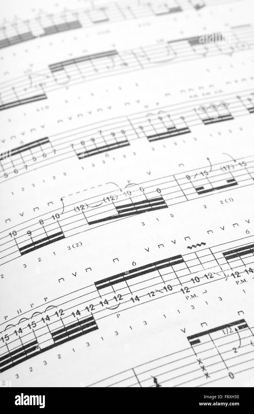 Tablature per chitarra Foto Stock