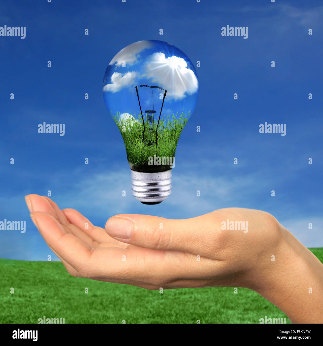 Fonti di energia rinnovabili è a portata di mano Foto Stock