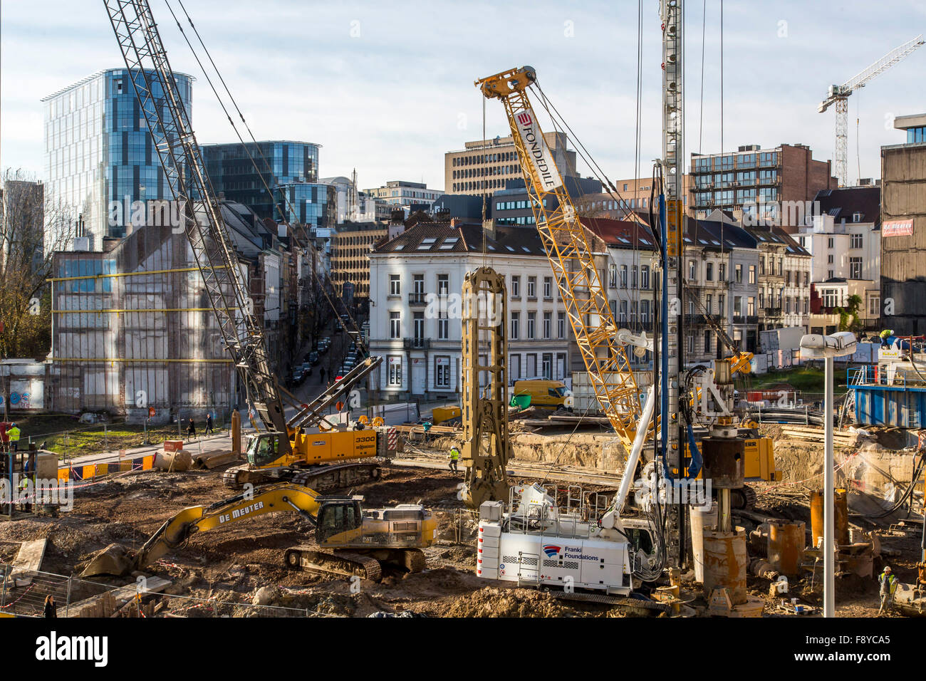 Sito in costruzione nell'UE distretto governativo di Bruxelles in Belgio Foto Stock