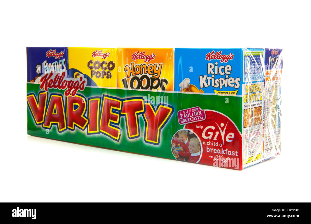 Kelloggs Variety Pack su sfondo bianco Foto Stock