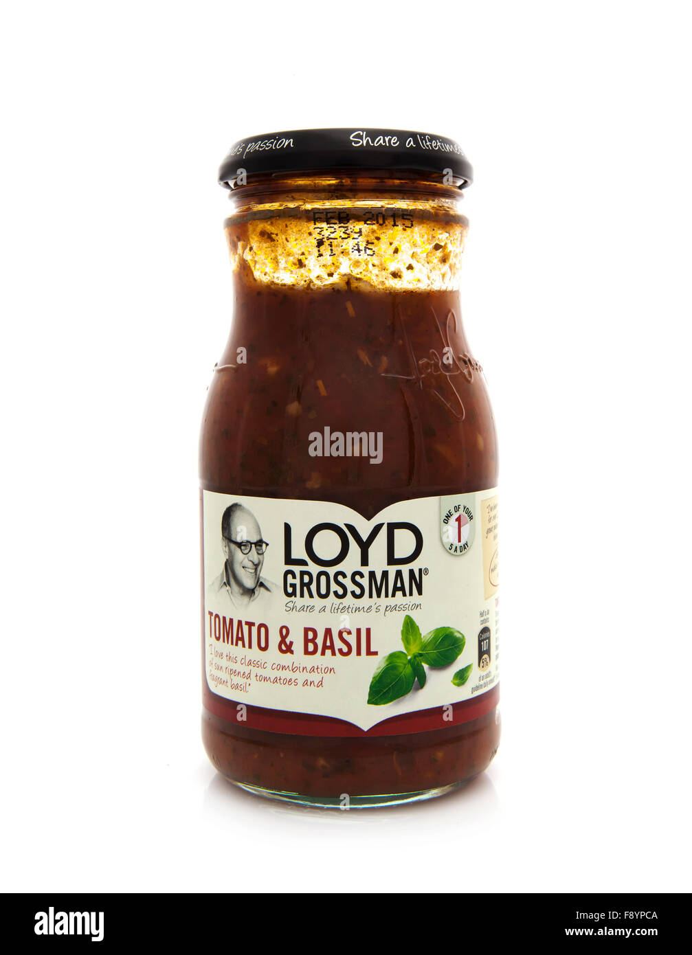 Loyd Grossman Pomodoro e Basilico salsa su uno sfondo bianco Foto Stock