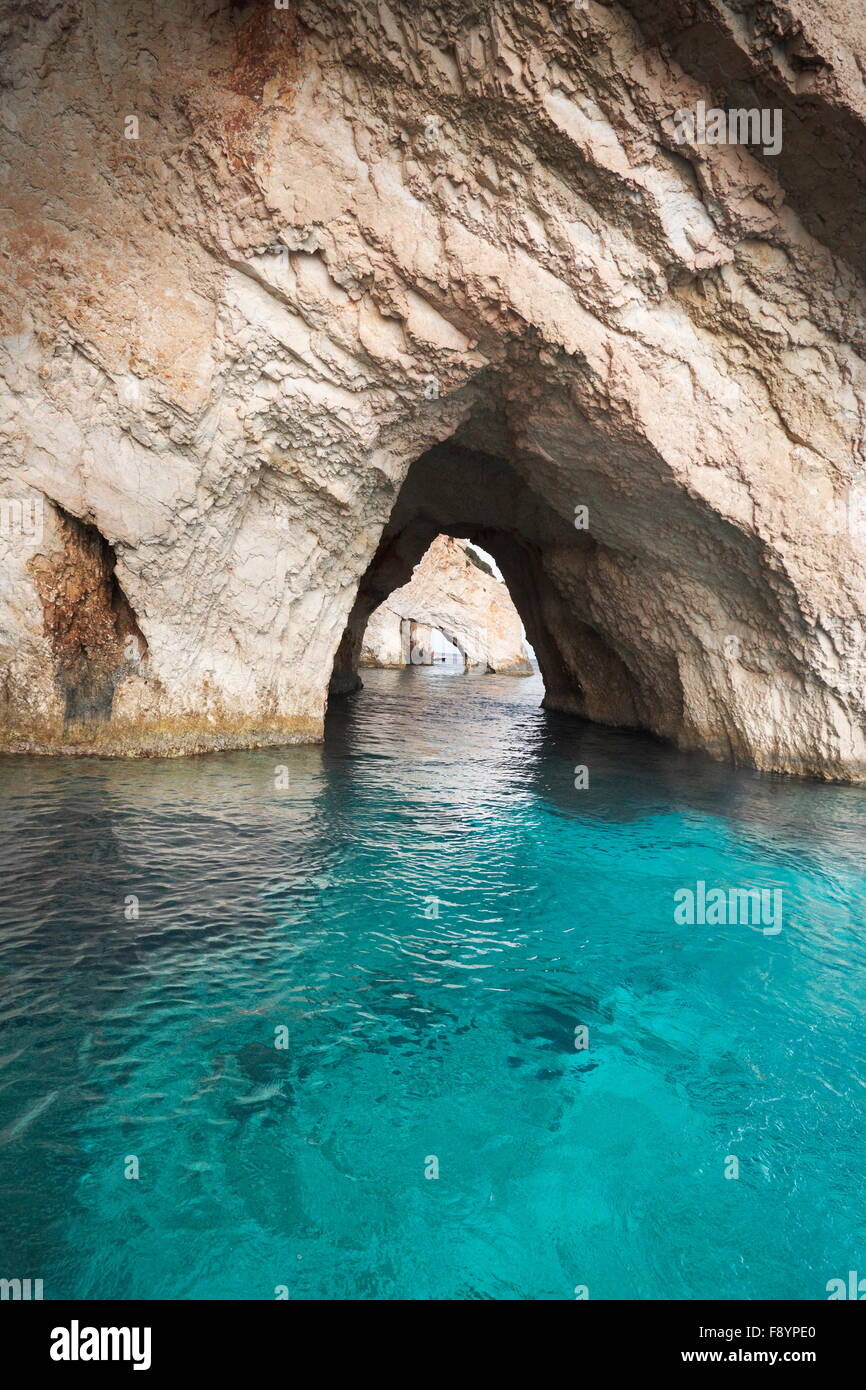 Grecia - isola di Zante, Mar Ionio, Grotte blu, Capo Skinari Foto Stock