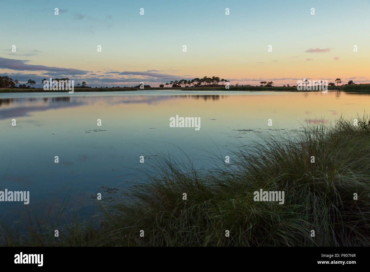 Tramonto su San marchi National Wildlife Refuge in Florida Foto Stock