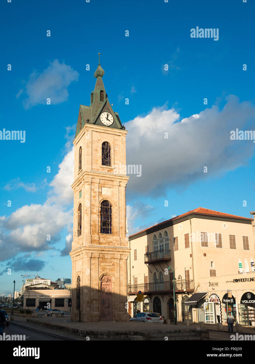 Giaffa antica torre dell'orologio Foto Stock