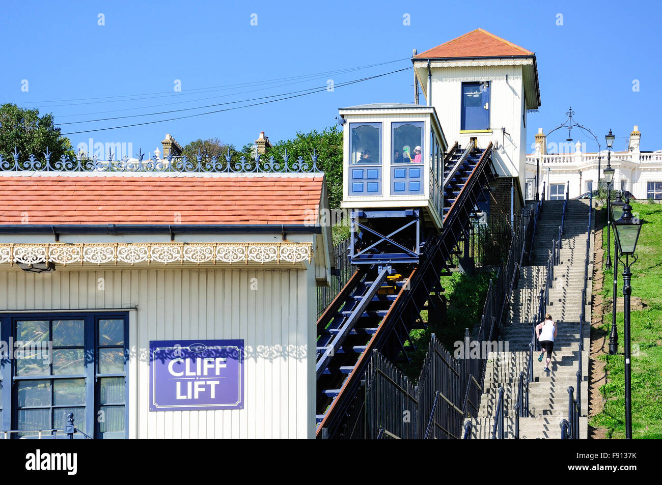 Storico scogliera di Southend, ferroviaria Western Esplanade, Southend-On-Mare, Essex, Inghilterra, Regno Unito Foto Stock