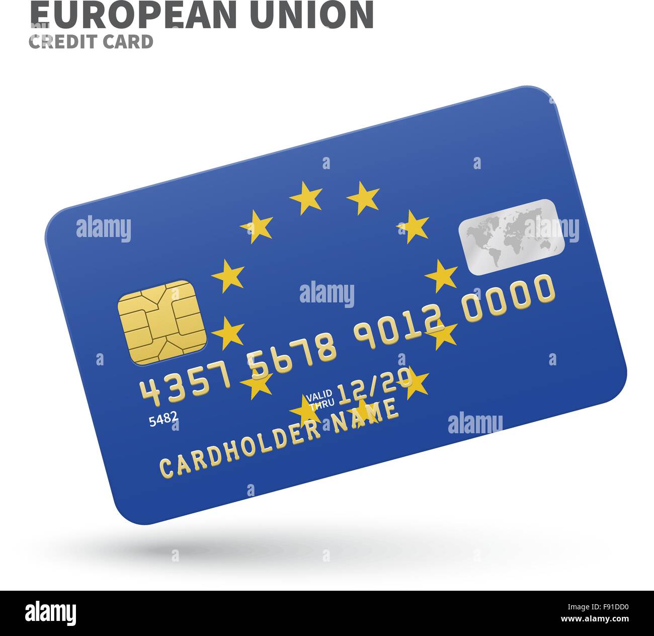 Carta di credito con la bandiera dell'Unione europea sullo sfondo per la  banca, presentazioni e business. Isolato su bianco Immagine e Vettoriale -  Alamy