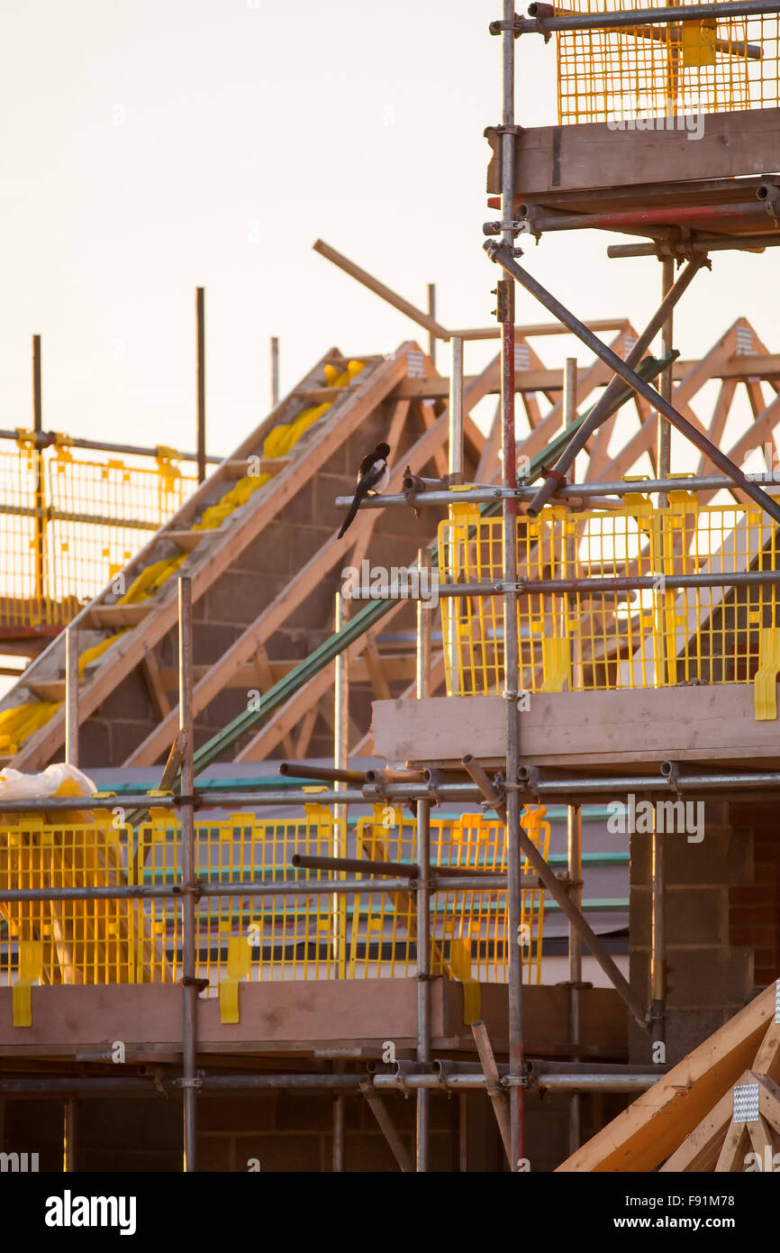 Sito di costruzione di nuove case in costruzione Foto Stock