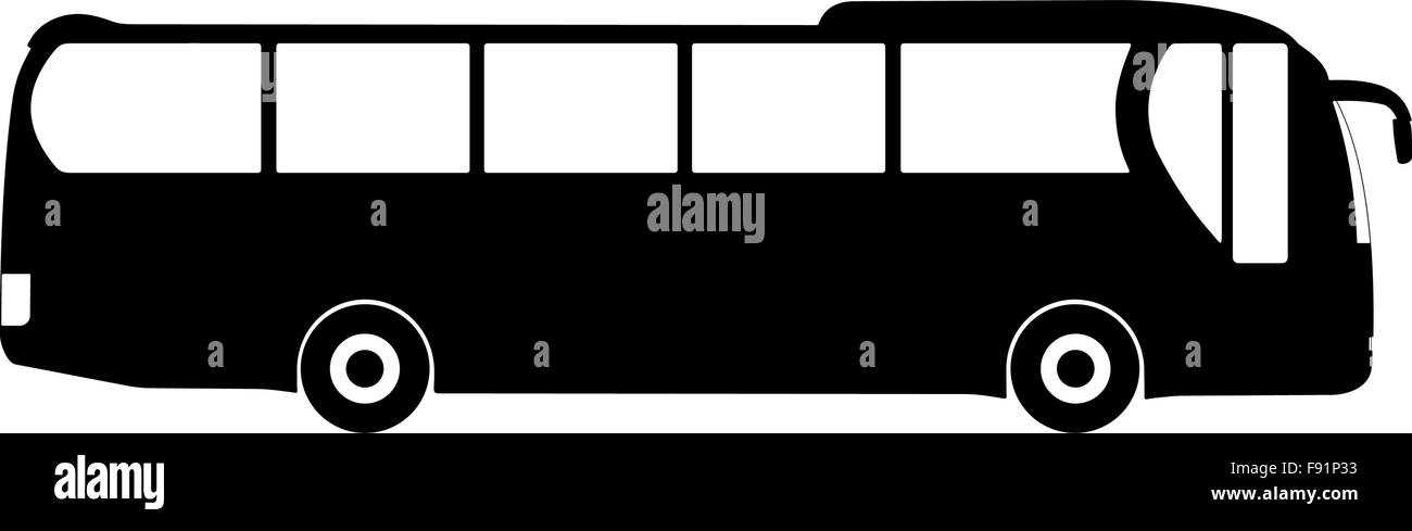 Silhouette nera su un bus. Illustrazione Vettoriale. Illustrazione Vettoriale