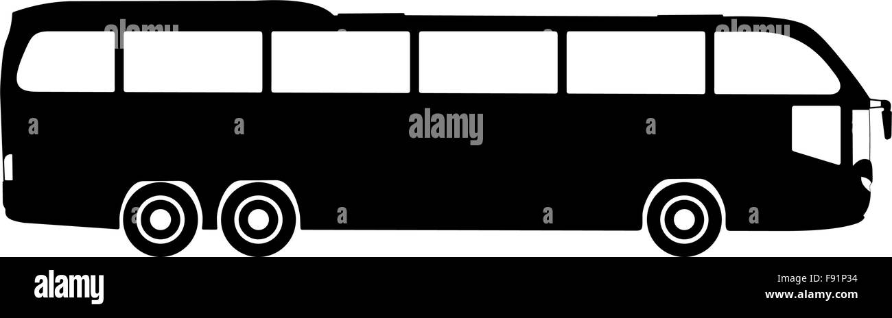 Silhouette nera su un bus. Illustrazione Vettoriale. Illustrazione Vettoriale