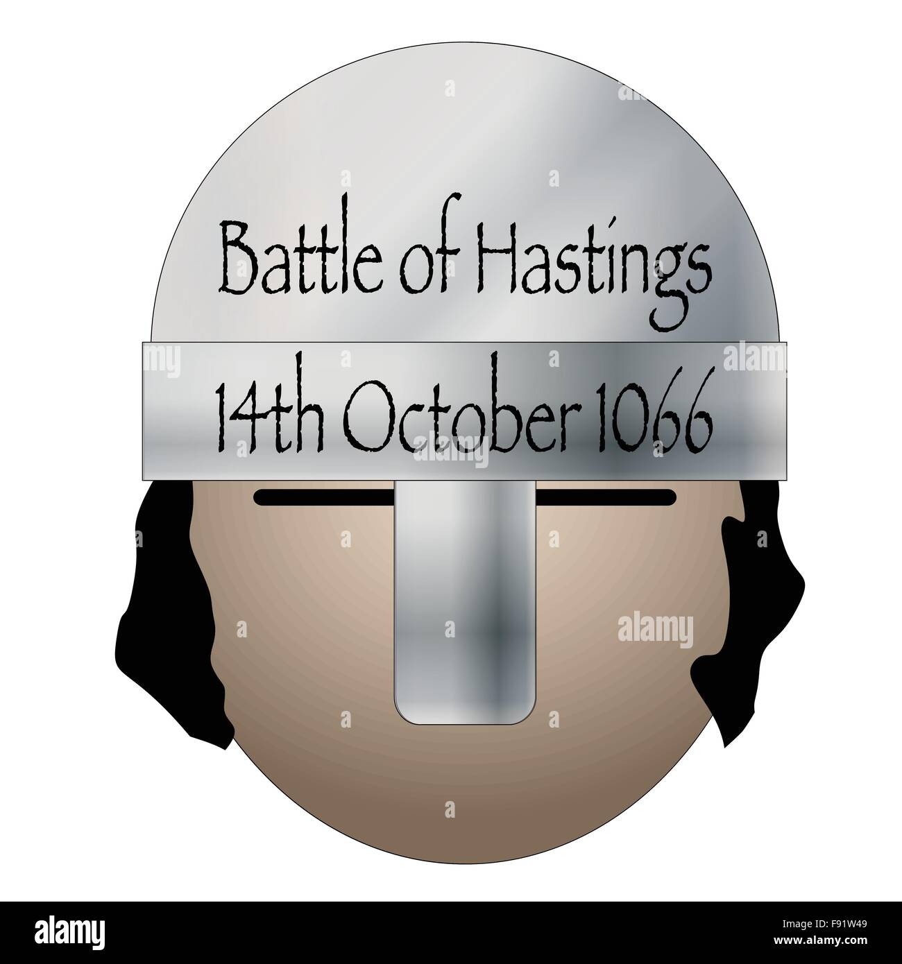 Un casco normanna con la data della battaglia di Hastings Illustrazione Vettoriale