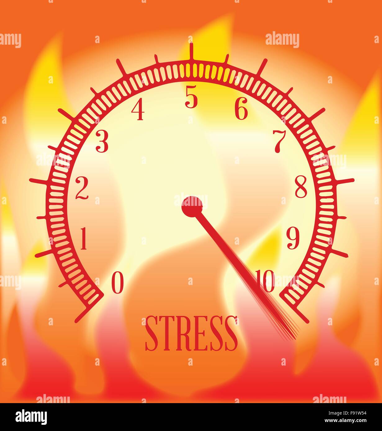 Un astratto fuoco effetto tipo di sfondo con un livello di stress metro su dieci Illustrazione Vettoriale