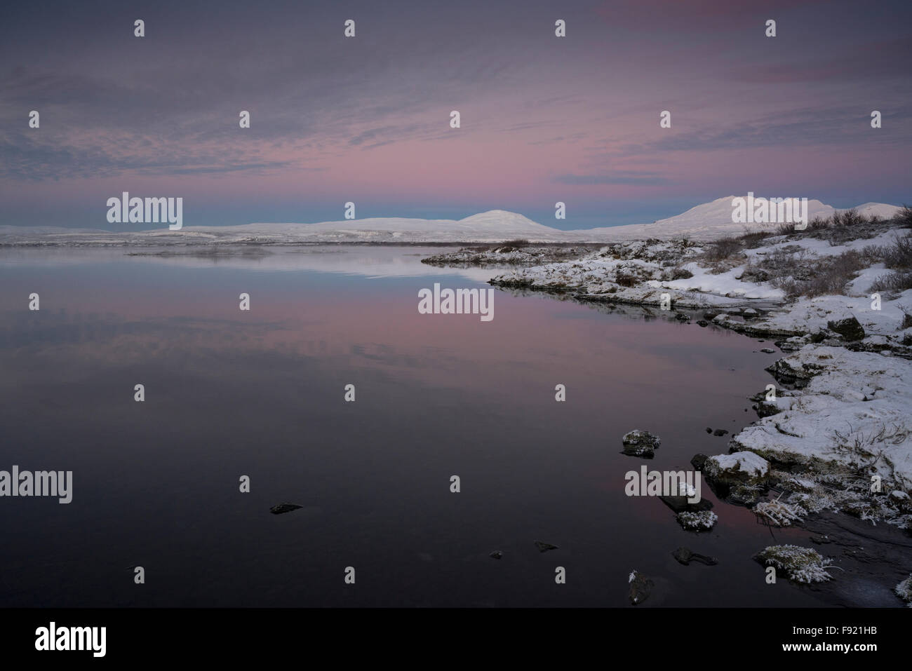 Lago ThingvellirIceland, a -13°C , sunrise Foto Stock