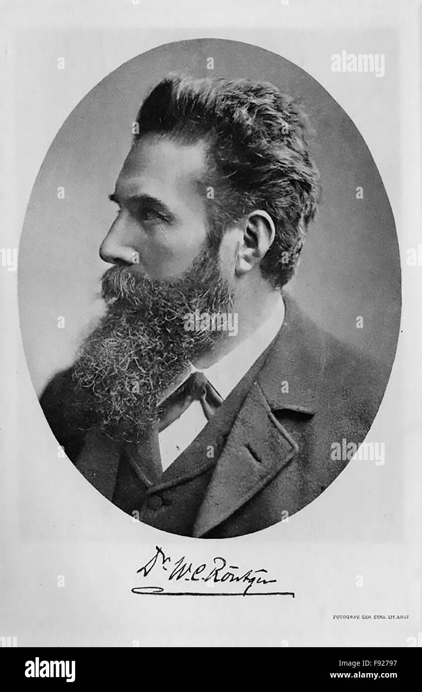 WILHELM RONTGEN (1845-1923) fisico tedesco che ha scoperto la lunghezza d'onda nota come raggi x Foto Stock