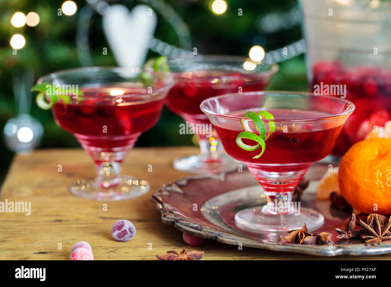Mirtillo palustre e Clementine cocktail di Natale Foto Stock
