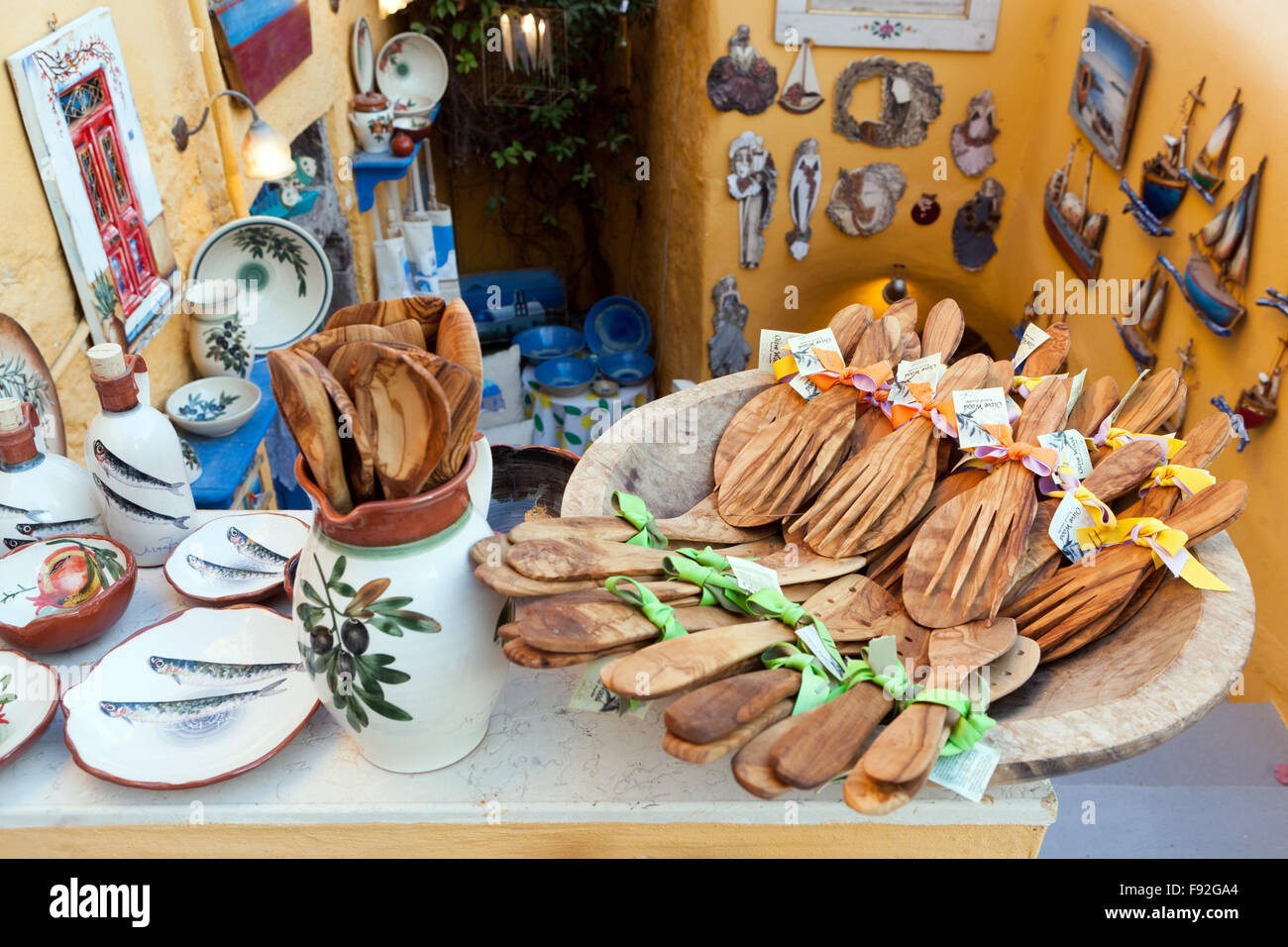 Oia Grecia Shop , negozio di souvenir shop, Santorini, isola greca, grecia Foto Stock
