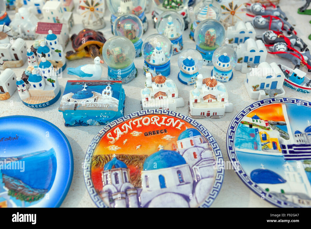 Oia, souvenir shop, Santorini, isola greca, grecia Foto Stock