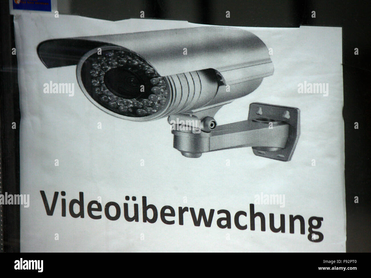 Warnhinweis 'Videoueberwachung', Berlino. Foto Stock