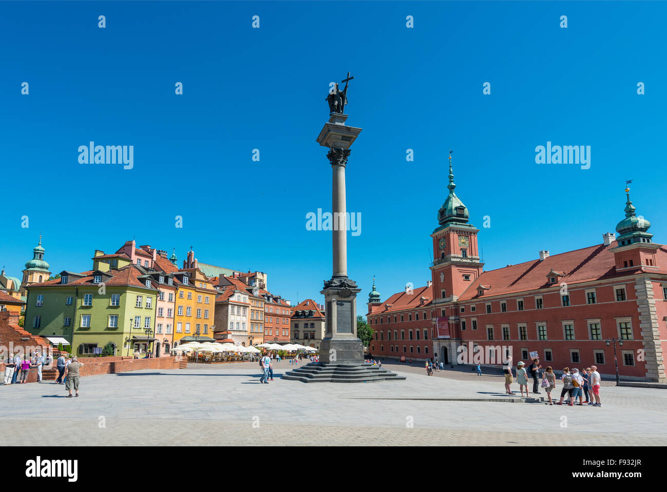 Piazza Castello, Piazza Reale con Sigismondo di colonna e il Castello Reale, centro storico, Varsavia, Mazovia Provincia, Polonia Foto Stock