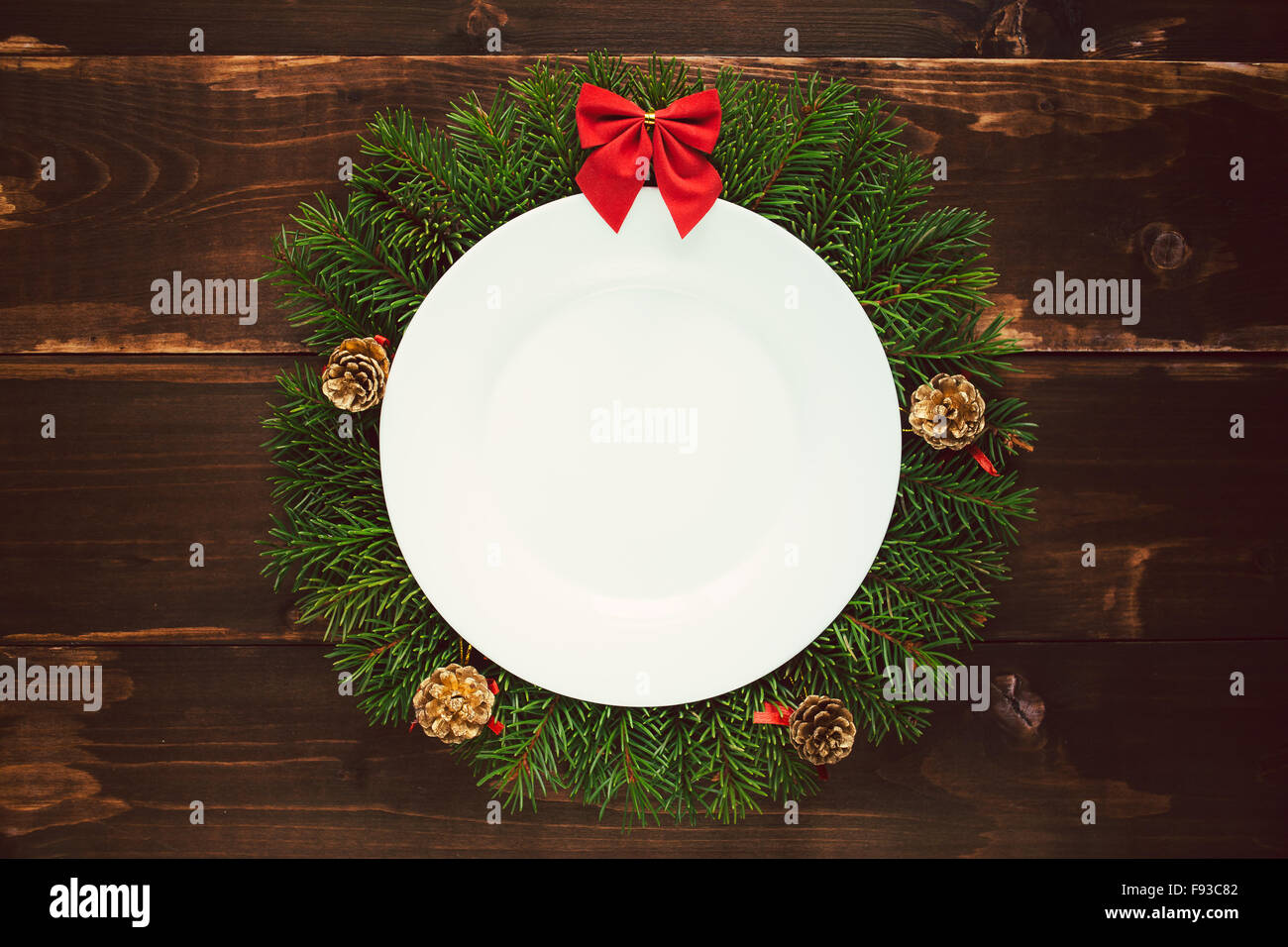 Gastronomia natalizia telaio sul tavolo di legno Foto Stock