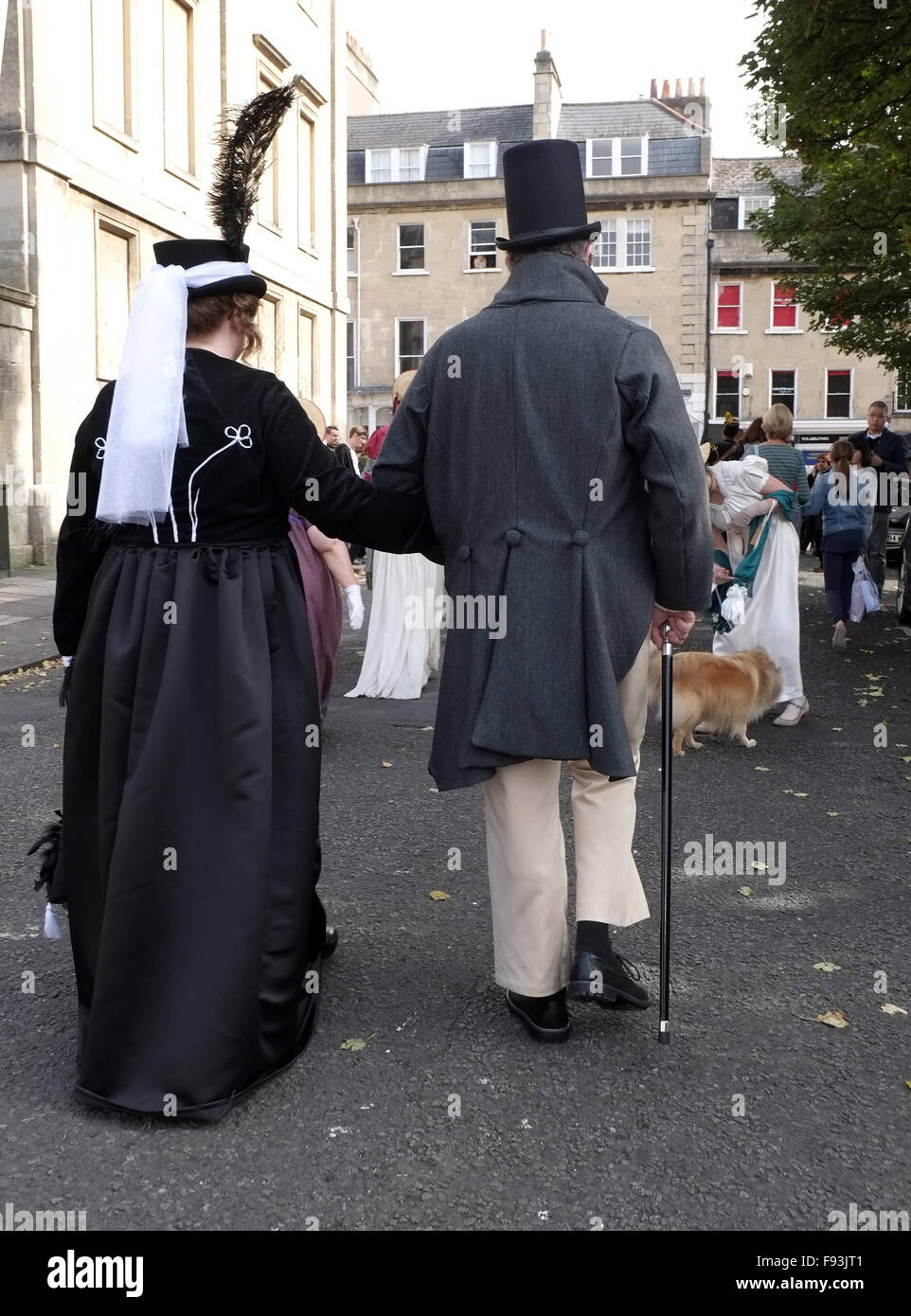 Caratteri su teh Jane Austen sfilata in bagno, Settembre 2014 Foto Stock