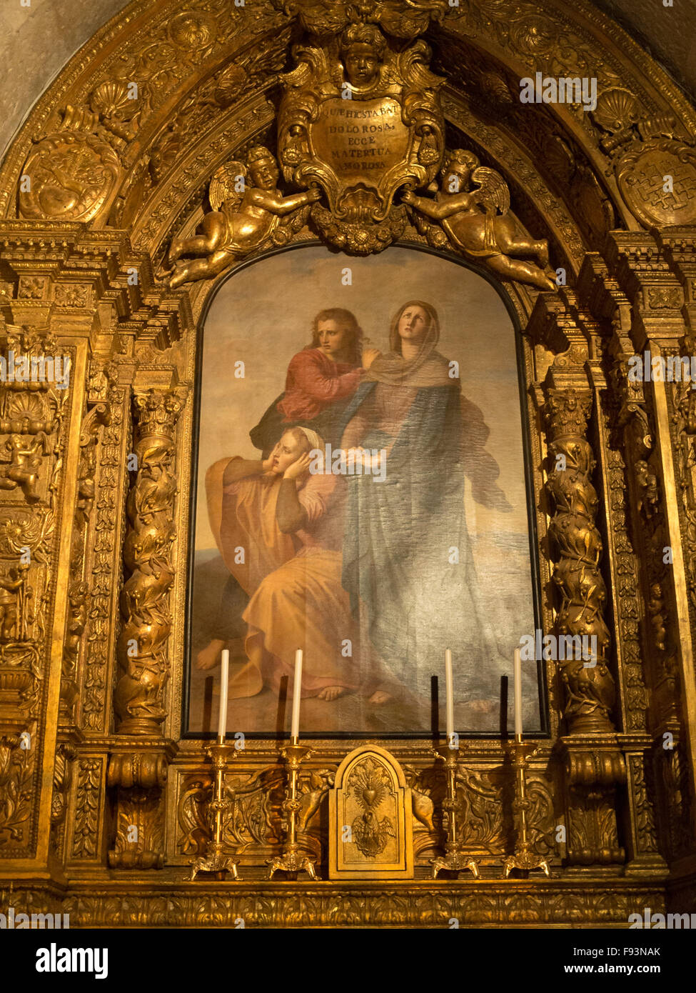 Cappella dei Franchi altare dipinto, la Chiesa del Santo Sepolcro Foto Stock