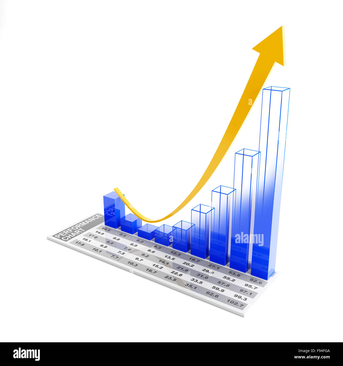 Grafico che mostra futura tendenza in aumento Foto Stock