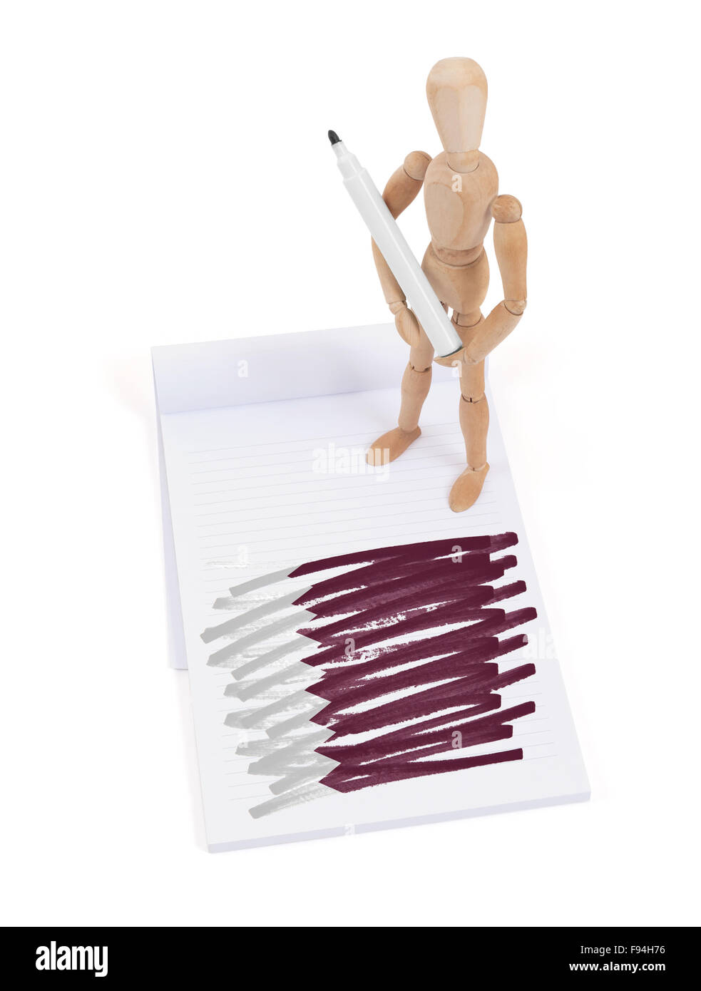 Manichino di legno fatto un disegno di una bandiera - Qatar Foto Stock