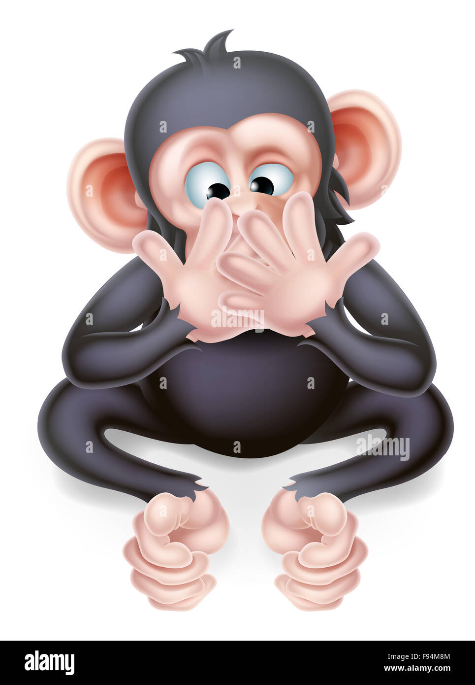 Non parlo di cartoni animati di scimmia saggia che copre la sua bocca Foto Stock