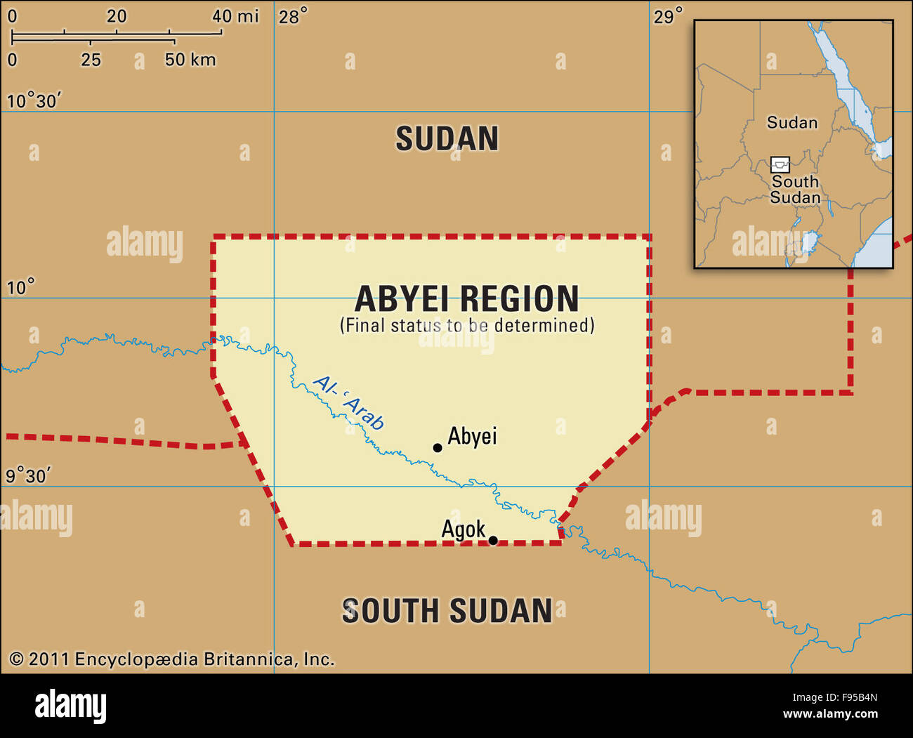 Regione di Abyei (Sudan e Sud Sudan) Foto Stock