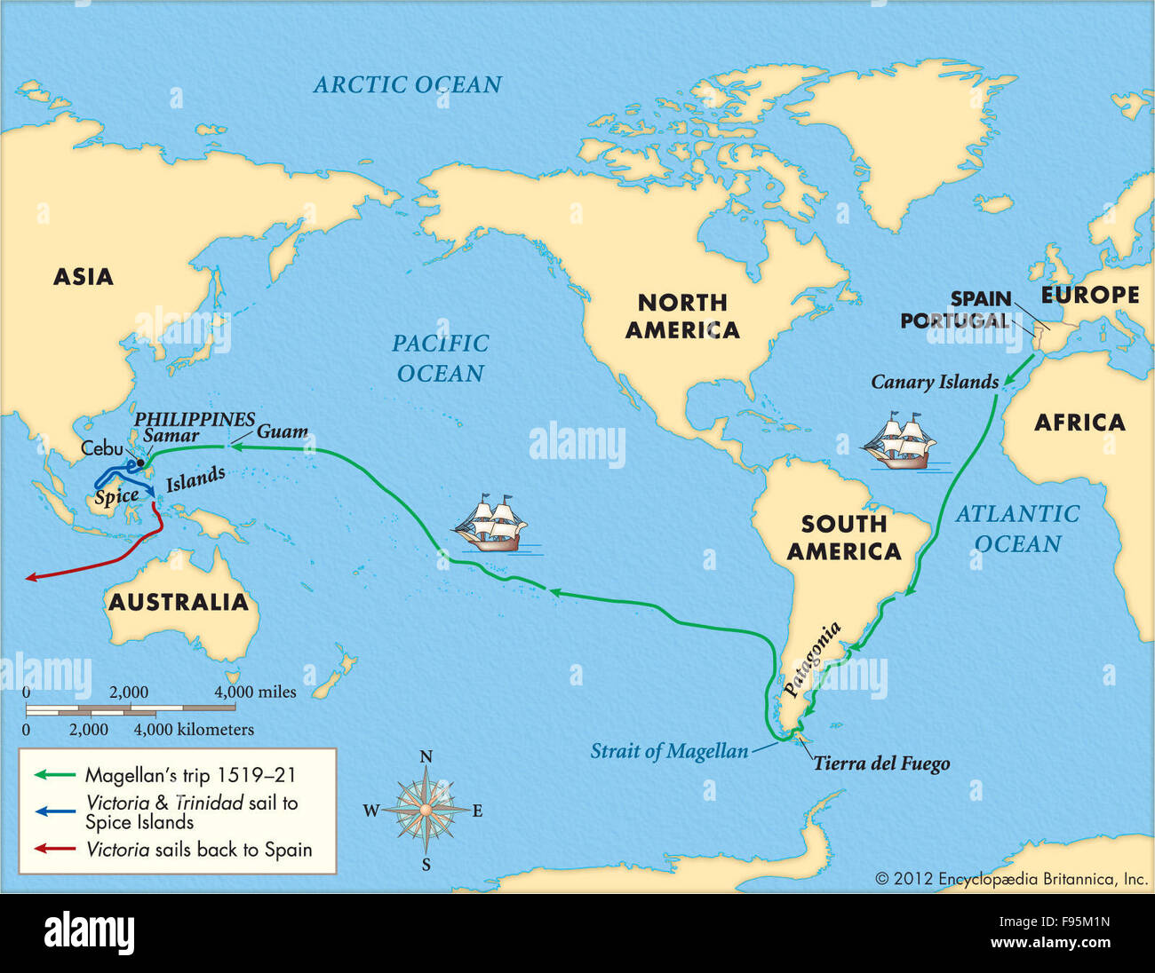 Magellan il viaggio da 1519-21 Foto Stock