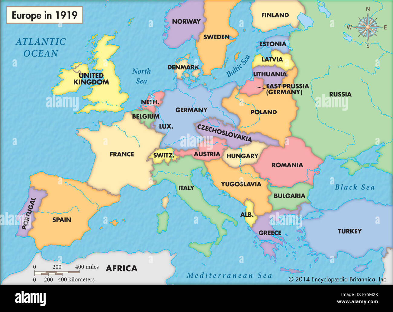 Europa nel 1919 dopo la Prima Guerra Mondiale Foto Stock