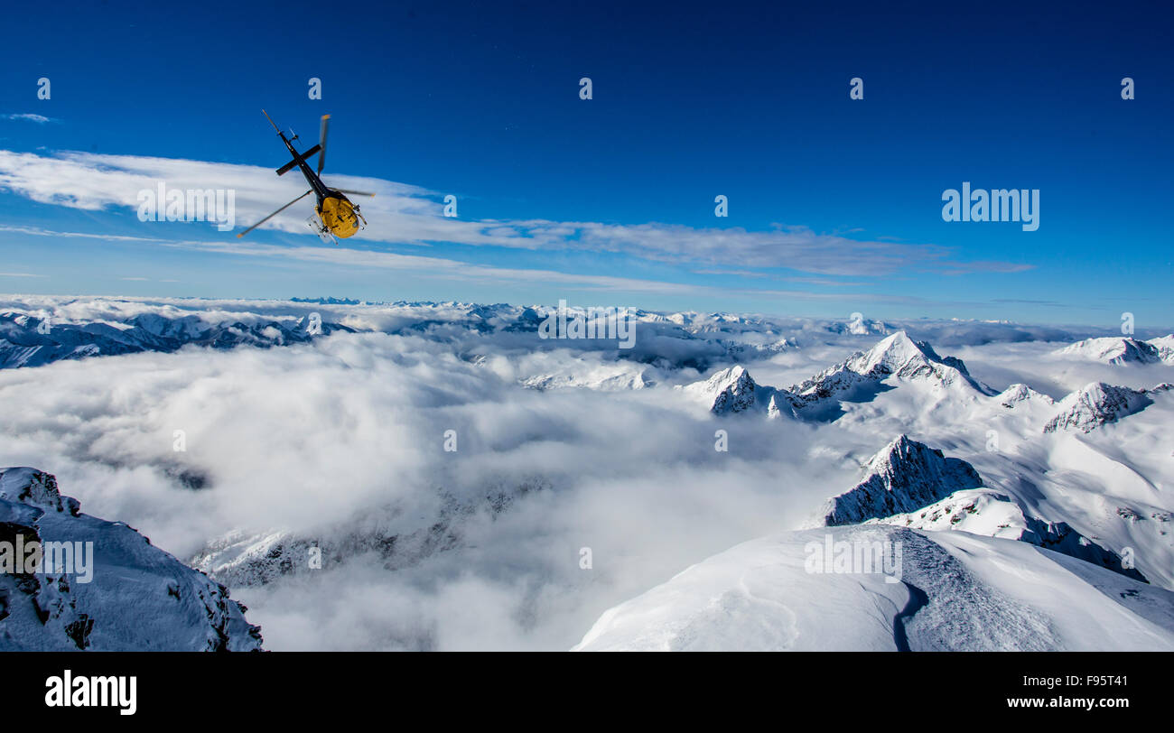 Elicottero, gamma di capra, Selkirk Mountains, Kaslo, British Columbia, Canada, Stellar Heli sci, Mount Brennan, Whitewater Foto Stock