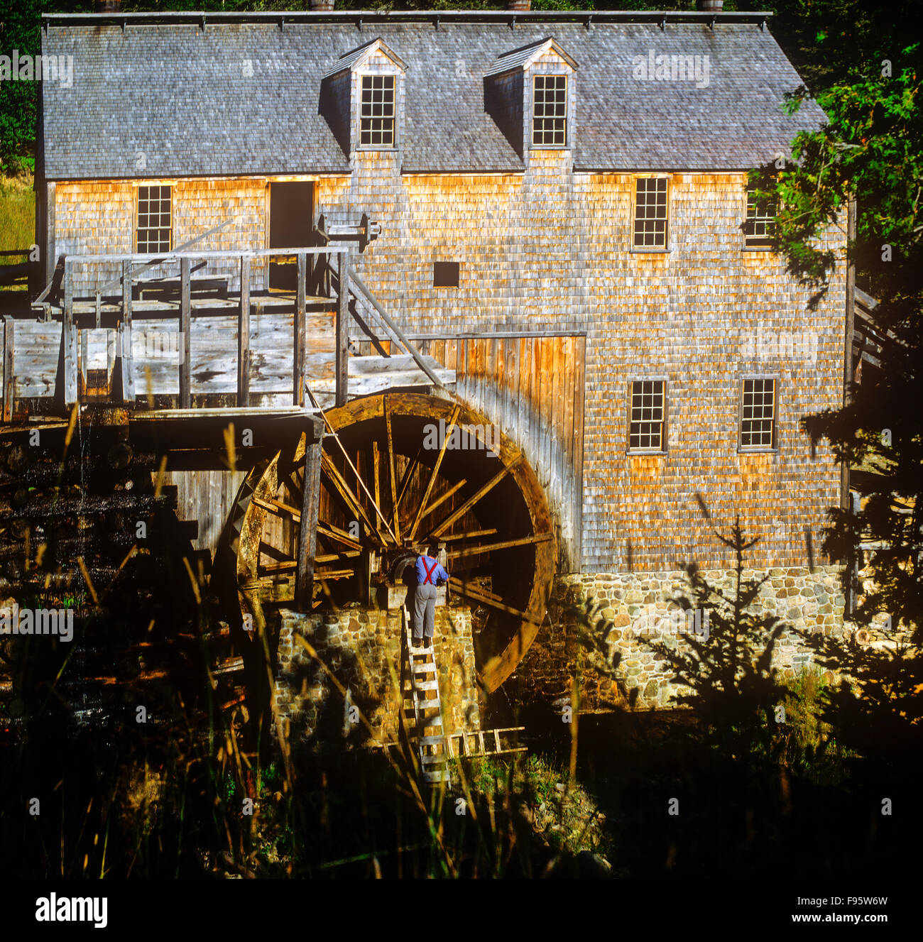 Segheria, re Landing storico insediamento, fiume Saint John, New Brunswick, Canada Foto Stock