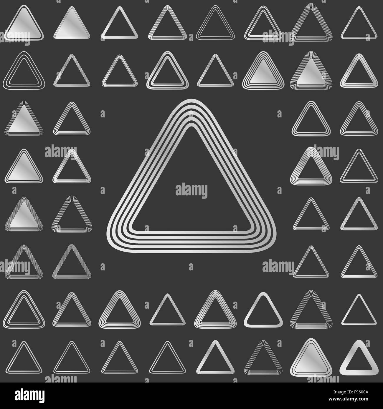 La Silver line icona a forma di triangolo set design Illustrazione Vettoriale