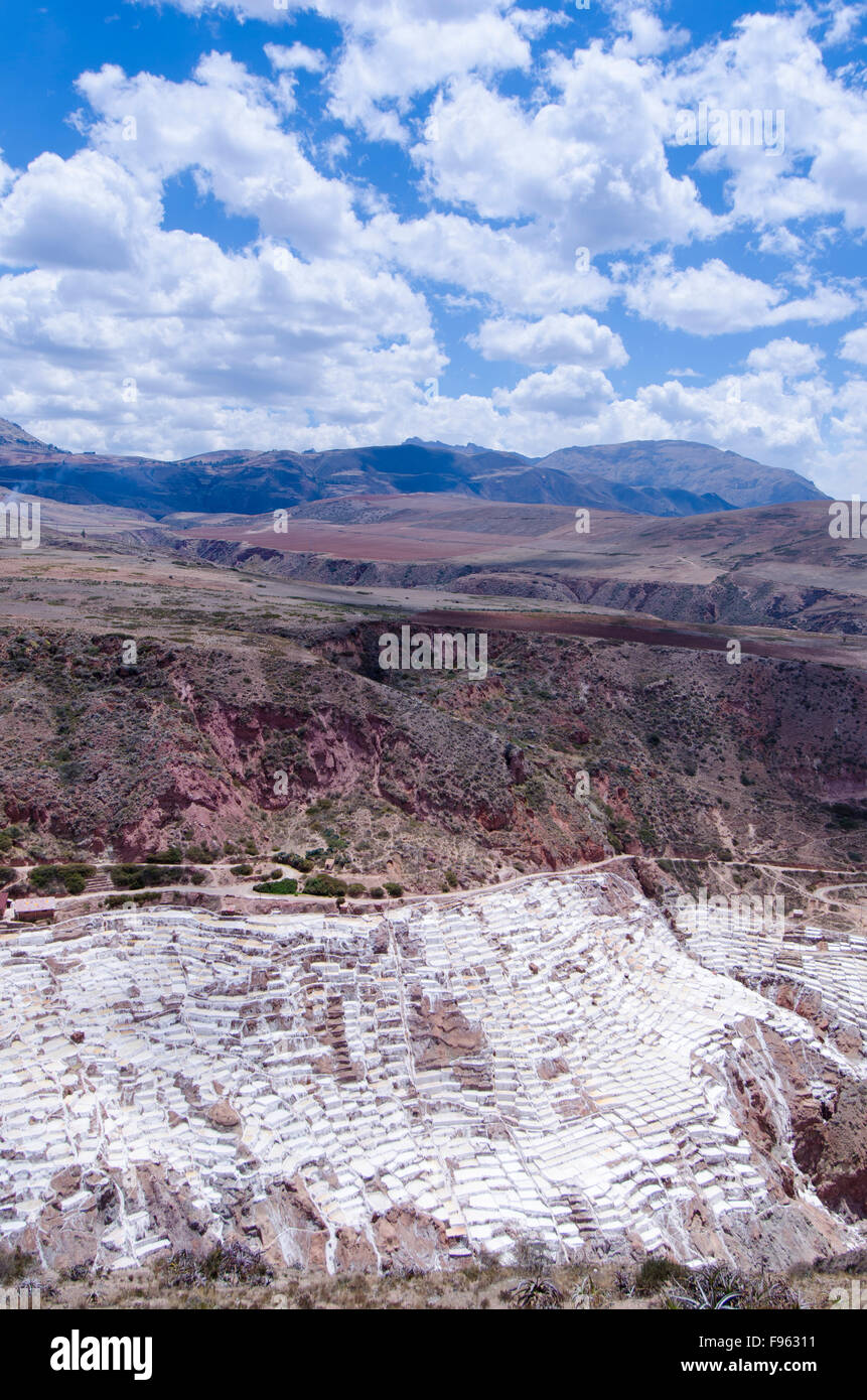 Sale miniere di stagno di Maras, 40 chilometri a nord di Cuzco, nella regione di Cuzco del Perù Foto Stock