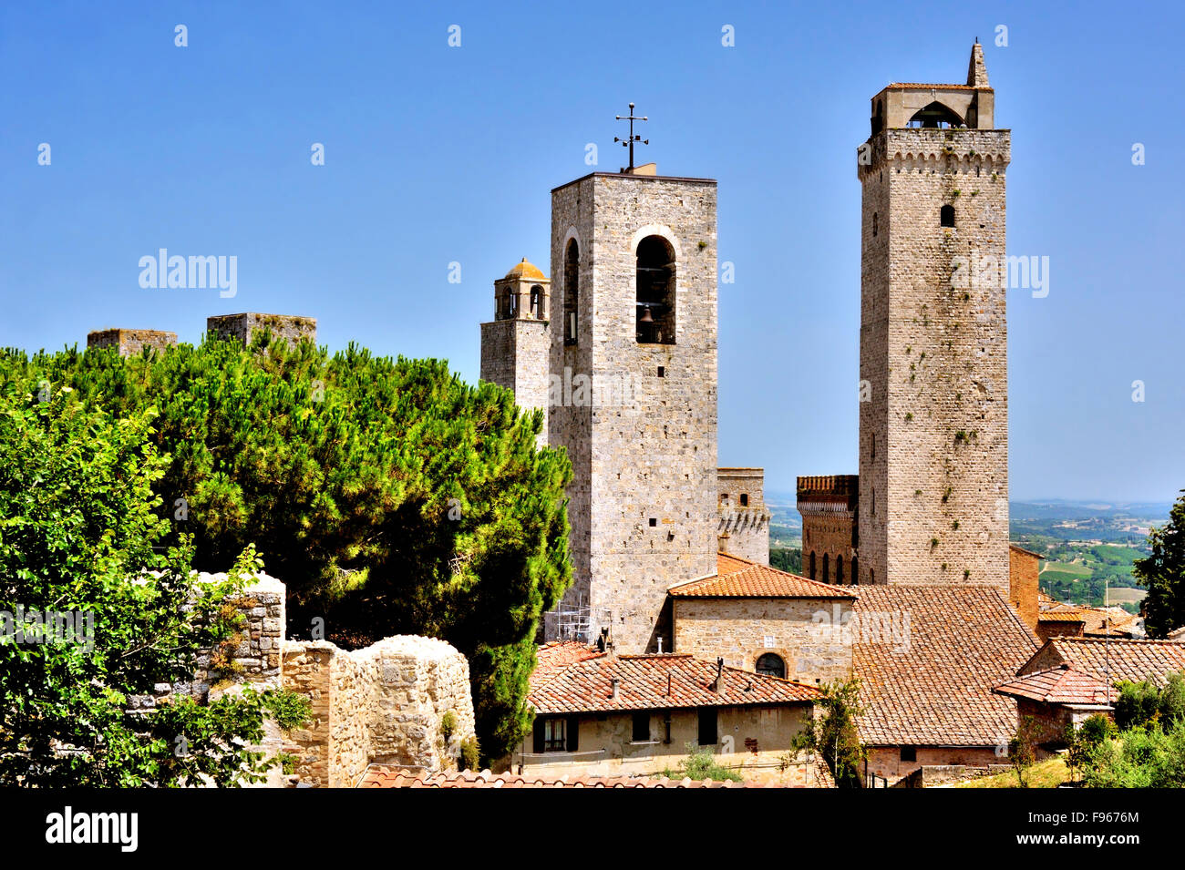 Case torri di San Gimignano, Toscana, Italia Foto Stock