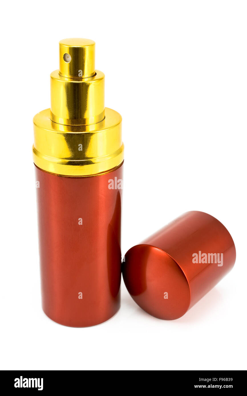 Red spray può isolato su bianco Foto Stock