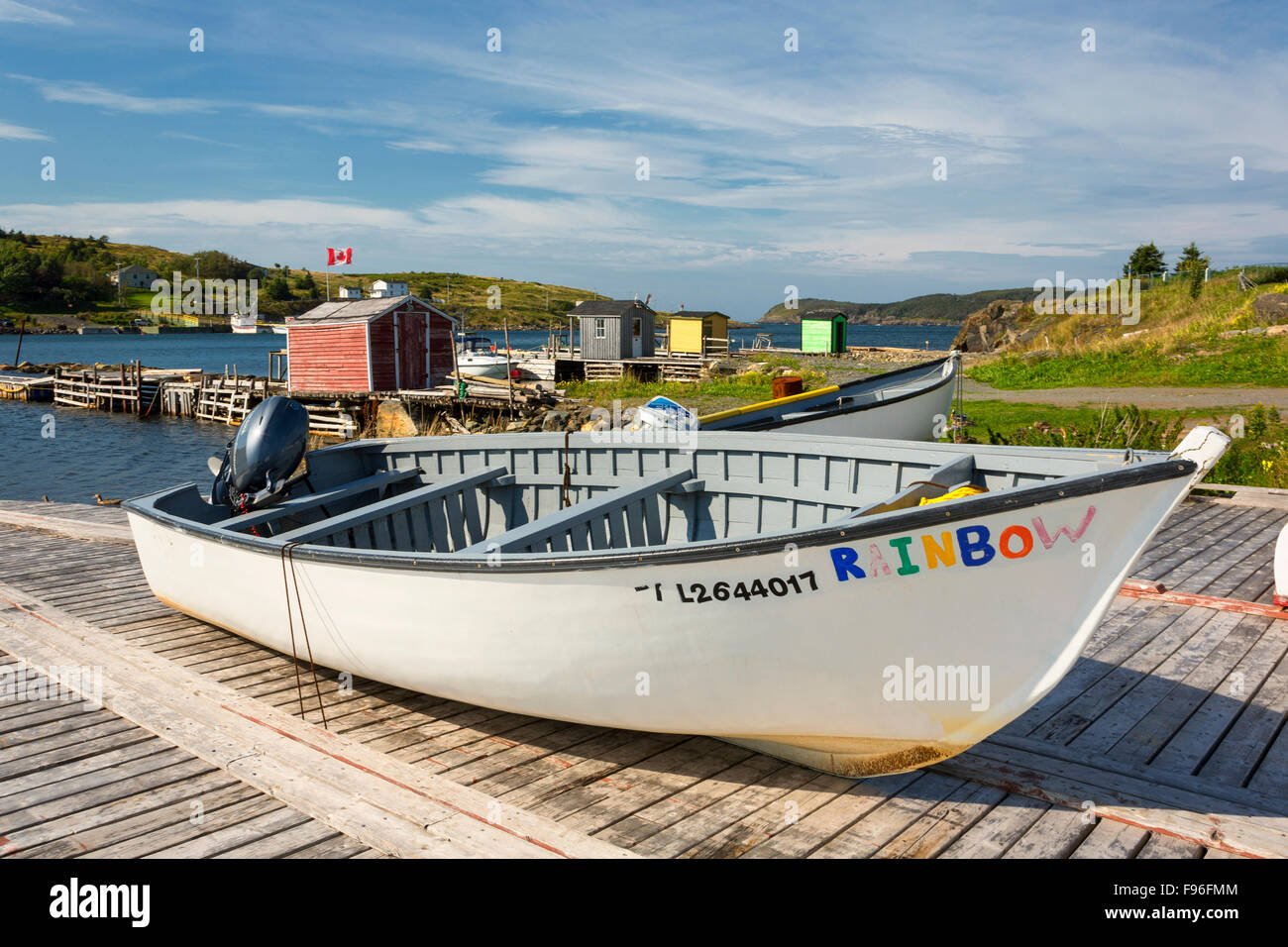Barche in legno Hant's Harbor, Terranova, Canada Foto Stock