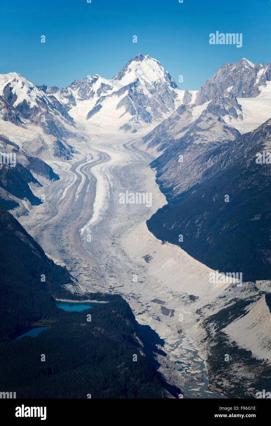 Canada, British Columbia, la fotografia aerea, il Monte Waddington, Tiedemann Glacier, Coast Mountains Foto Stock