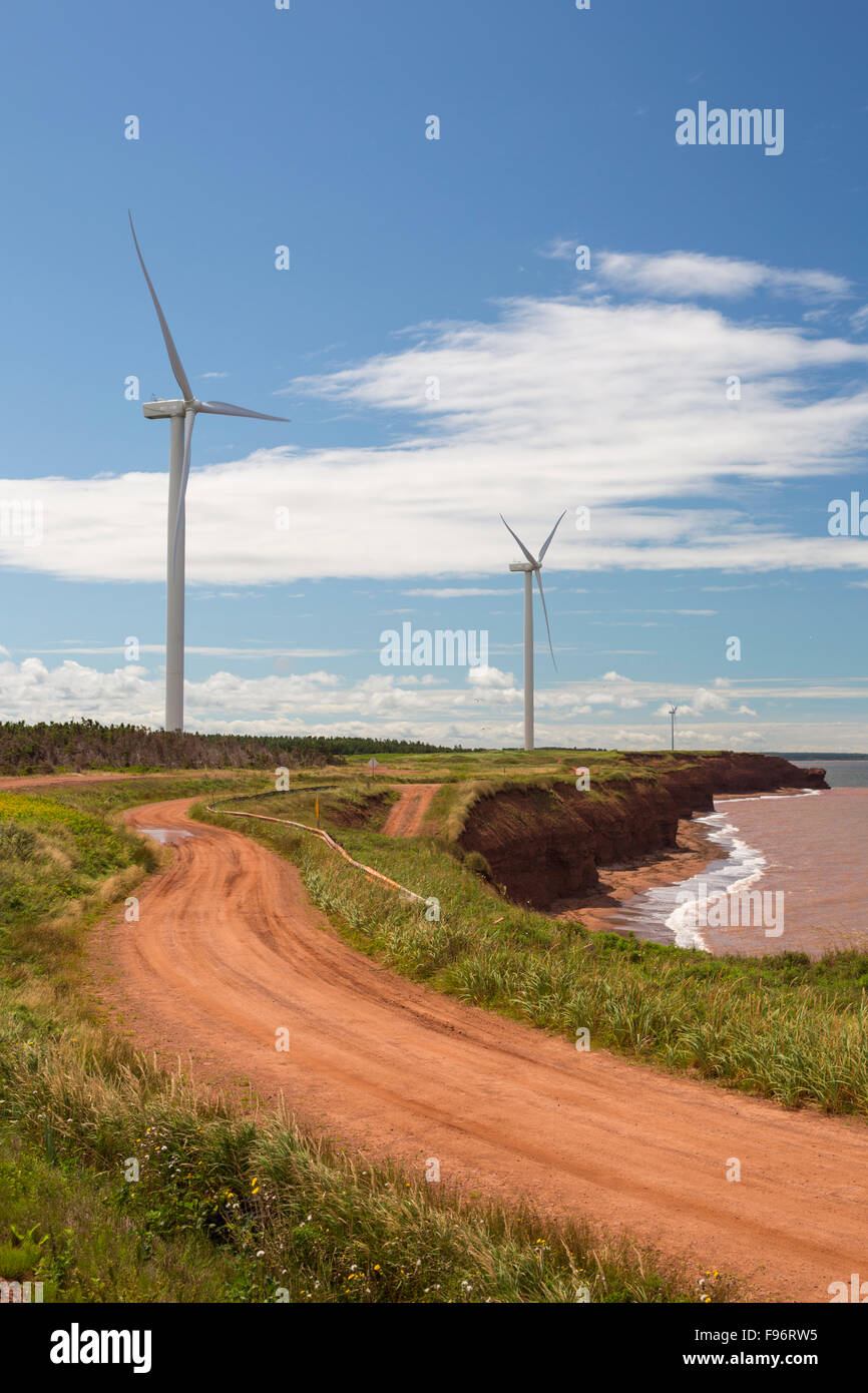 Le turbine eoliche, vento sito test, Norvegia, Prince Edward Island, Canada Foto Stock