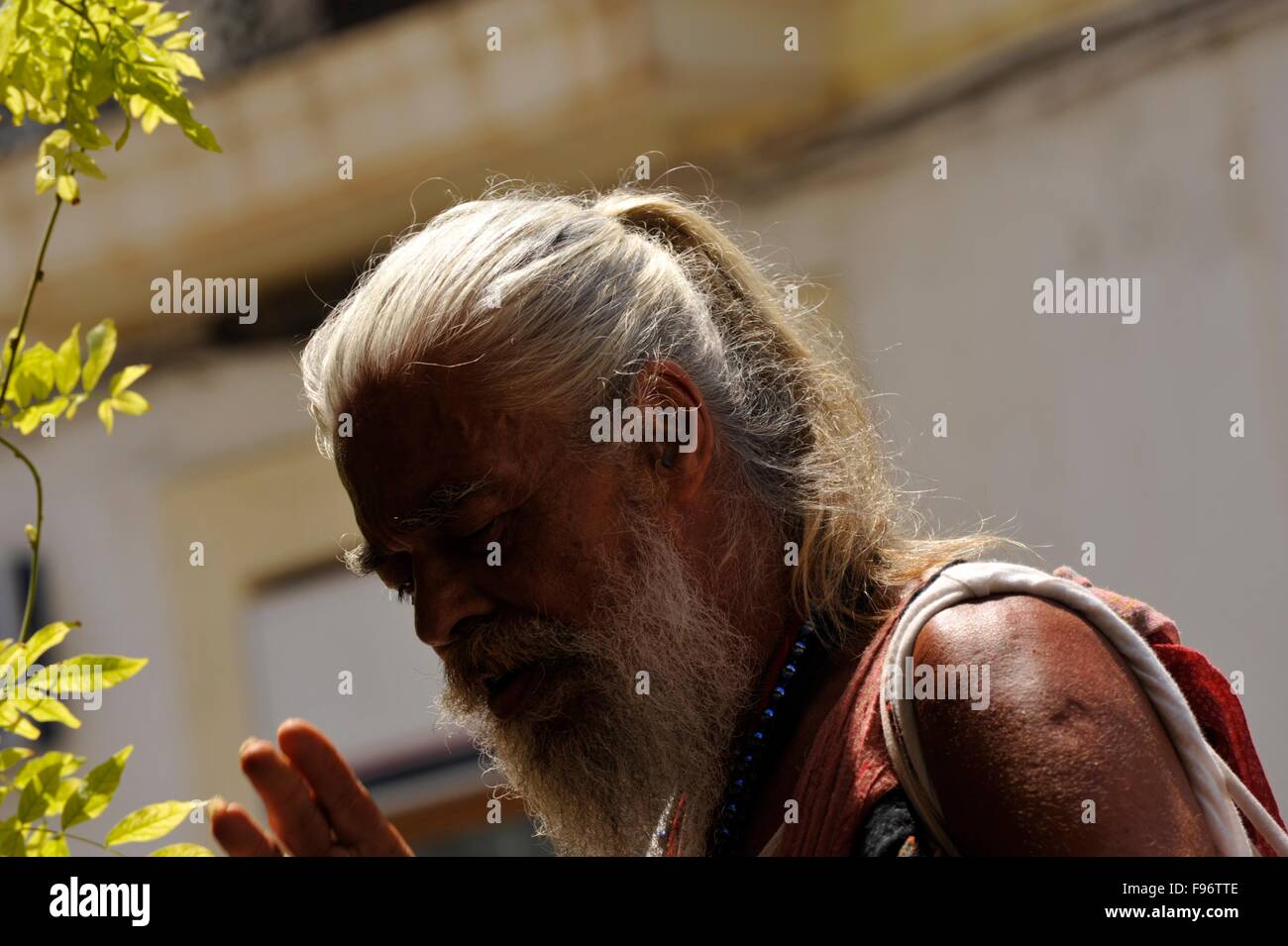 Il vecchio hippy in Ibiza Foto Stock