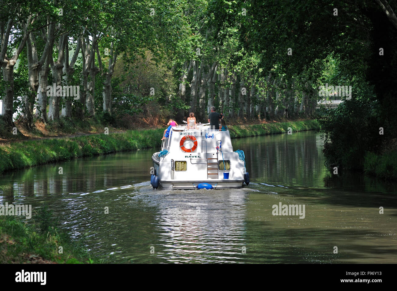 Canal du Midi vicino a Beziers, dipartimento di Herault, Francia Foto Stock