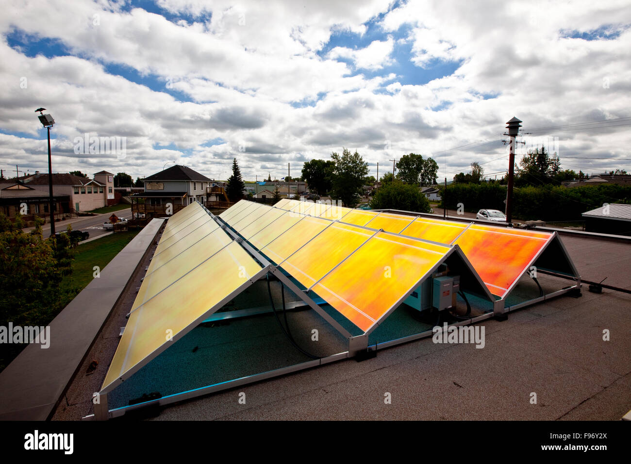 Pannelli solari, Alberta, Canada. Foto Stock