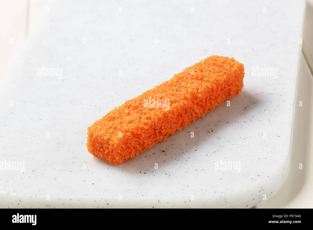 Frittura di pesce impanati stick - primo piano Foto Stock